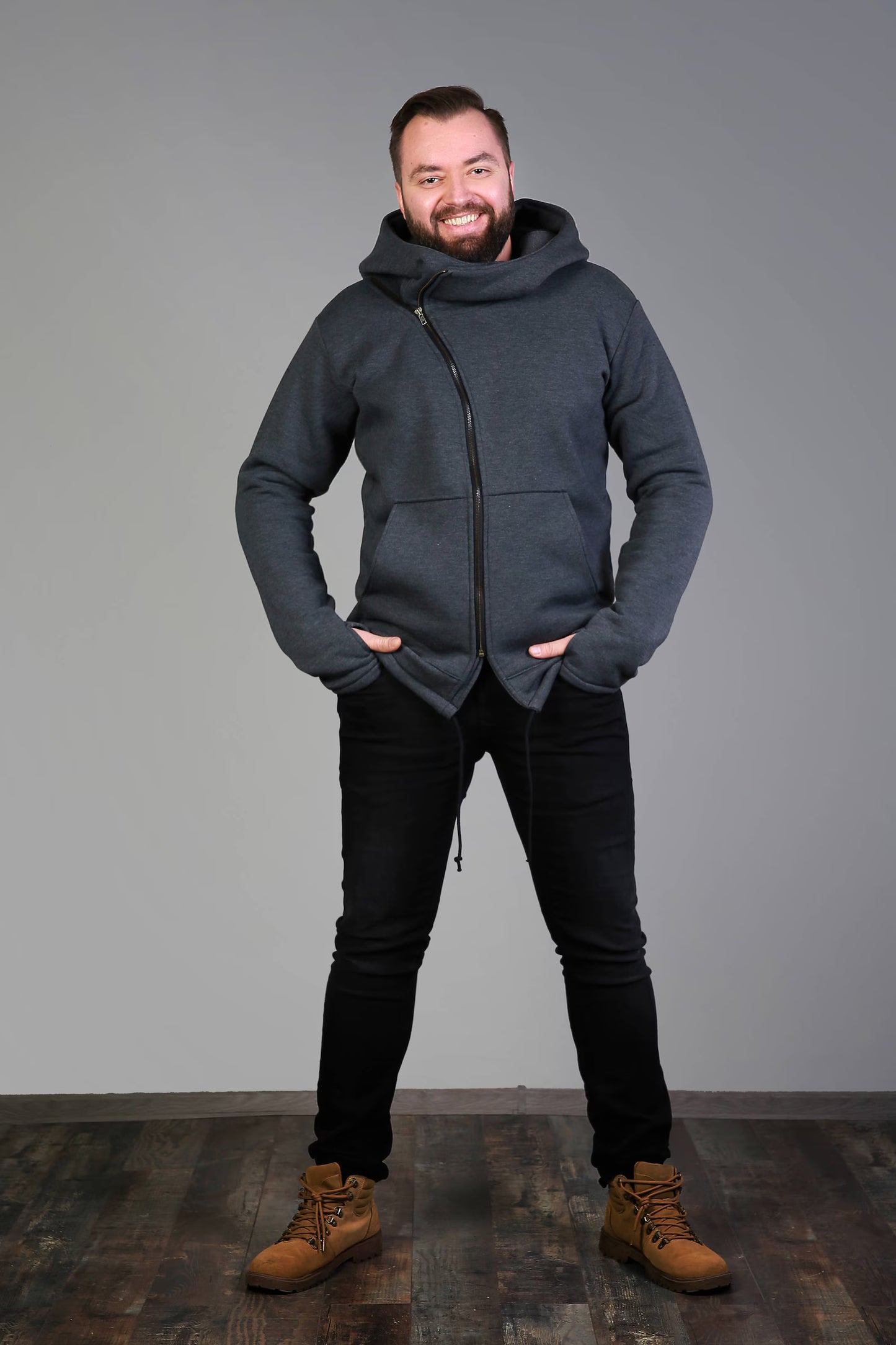 Mens Clothing, Asymmetrical Zip Hoodie, Winter Style, Custom Clothing, Cozy Clothing Gift, Big Hooded Hoodie, Handmade Sweaters,Cold Weather