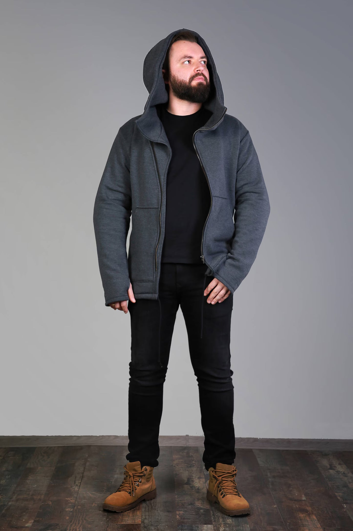 Mens Clothing, Asymmetrical Zip Hoodie, Winter Style, Custom Clothing, Cozy Clothing Gift, Big Hooded Hoodie, Handmade Sweaters,Cold Weather