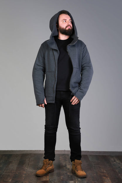 Mens Clothing, Asymmetrical Zip Hoodie, Winter Style, Custom Clothing, Cozy Clothing Gift, Big Hooded Hoodie, Handmade Sweaters,Cold Weather