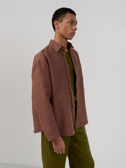 Men’s linen shirt, long sleeve button down, relaxed fit | ALEX