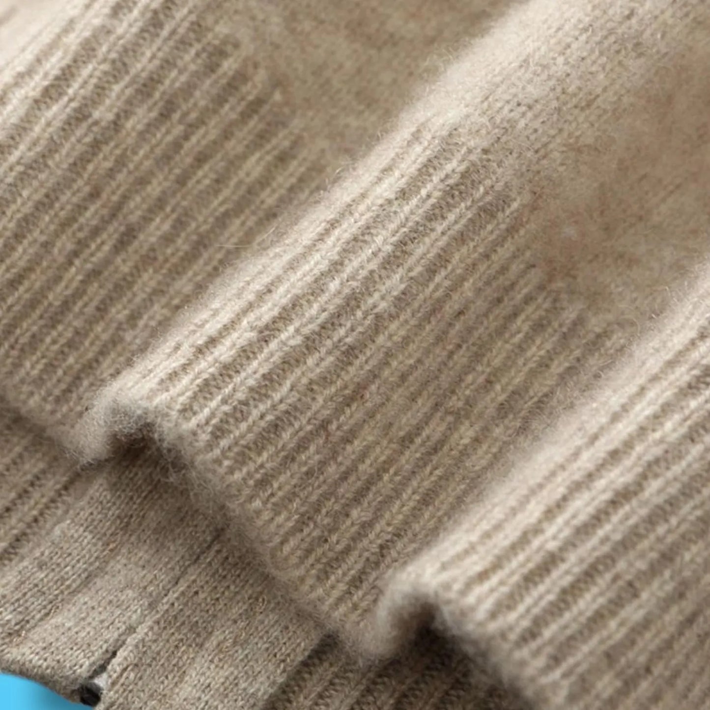 100% Merino Wool Men's Sweater, Cashmere Knit Long Sleeve Top, Mock Collar Zip Cardigan, Thick Winter Warm Outerwear, Winter Clothing